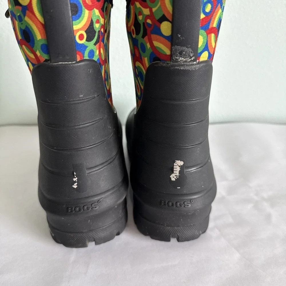 Bogs Neo-Classic Geo Circle‎ Snow Boots Youth 5 Colorful  Pull On Handles